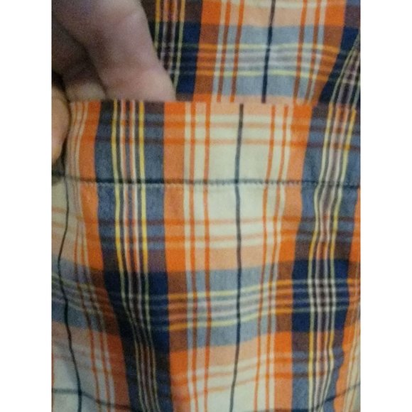 Ralph Lauren Polo Jeans Company Button Up Shirt Orange Tan Plaid Size Medium - Picture 4 of 7